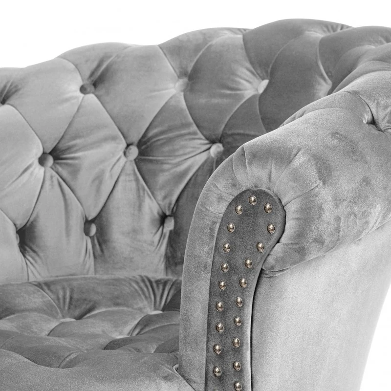 Фотьойл Честърфийлд Людовик, светло сиво кадифе